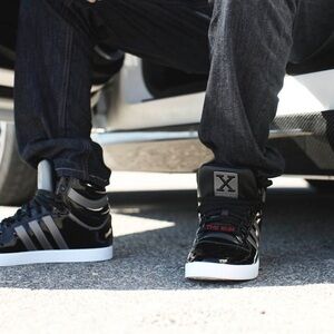 Vintage Adidas -  size 11.5 EA SPORTS X TOP TEN 'NEED FOR SPEED Black High Tops